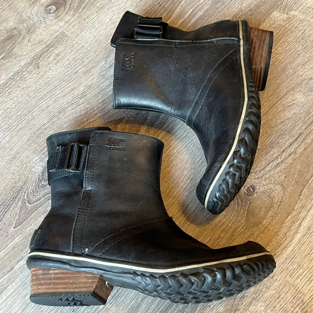 Sorel Slimboot Black‎ Leather Waterproof Boots Womens 7.5 UK 5.5 EU 38.5
